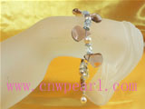 6-7mm potato pearl jewelry and crystal beads bracelet